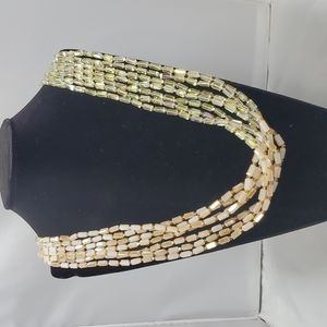 Bijou Drive  7 strand glass beaded necklace green-champagne color